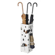 Umbrella Stand – Metal – White – Square Design with Hooks and Drip Tray