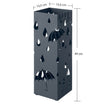 Umbrella Stand – Metal – Anthracite Grey – Square Design with Drip Tray and Hooks