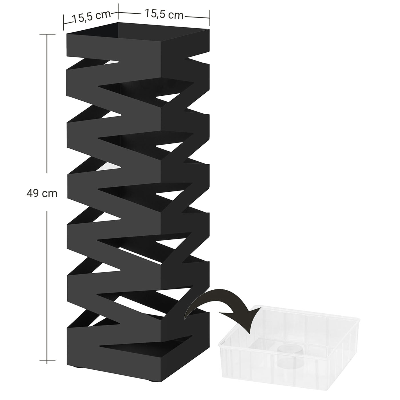 Umbrella Rack – Metal – White – Includes Hooks and Drip Tray