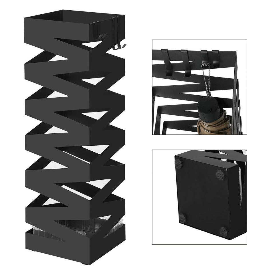 Umbrella Rack – Metal – White – Includes Hooks and Drip Tray
