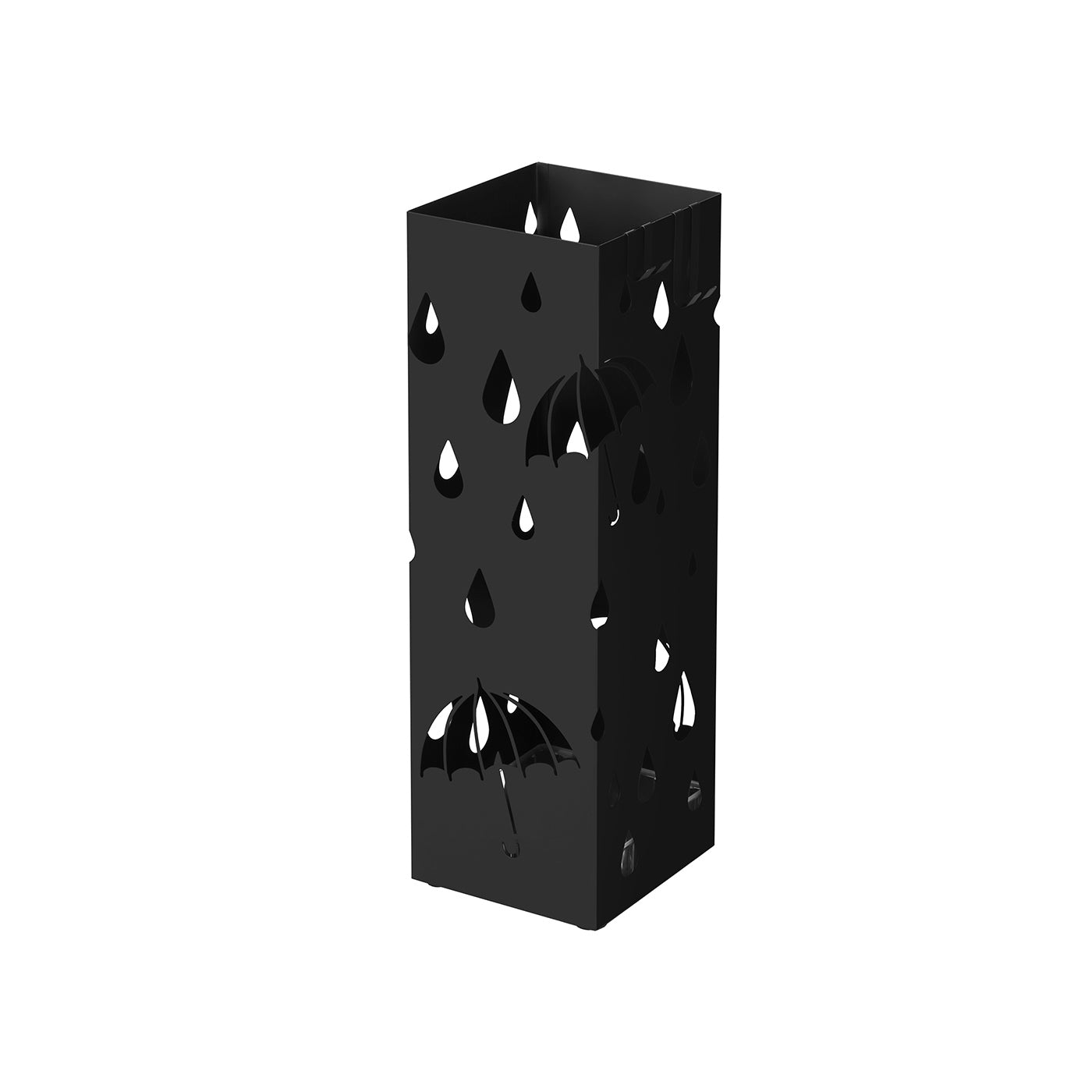 Umbrella Stand – Metal – White – Square Design with Hooks and Drip Tray