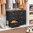 Wide Storage Dresser – Fabric and Metal – Rustic Brown and Black – 6 Drawers, Industrial Style