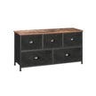 Storage Dresser – Fabric – Rustic Brown and Black – 5 Drawers, Metal Frame