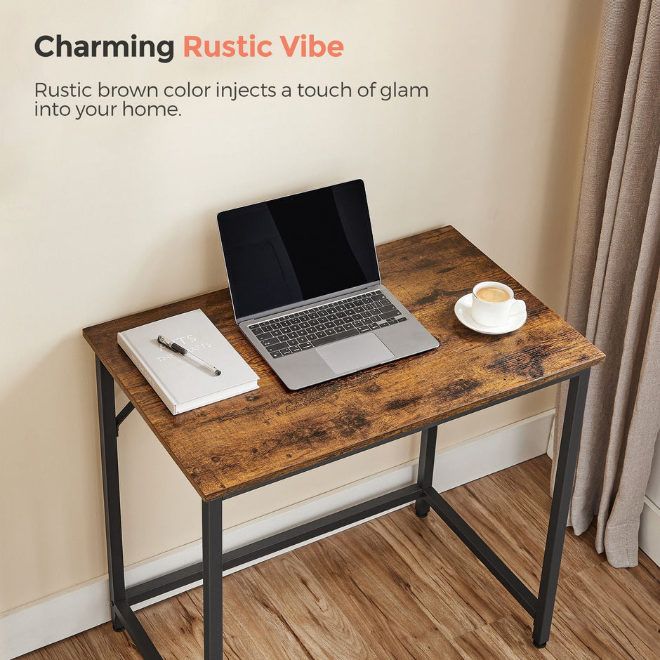 Office Desk – Steel – Hazelnut Brown and Black – Industrial Design, Simple Assembly, 100 x 50 x 75 cm