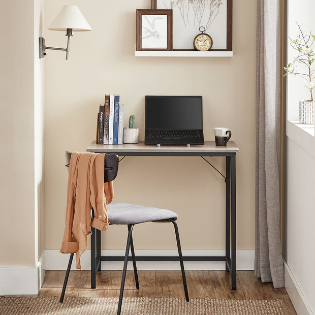 Small Office Desk – Steel – Hazelnut Brown and Black – Industrial Design with Simple Assembly