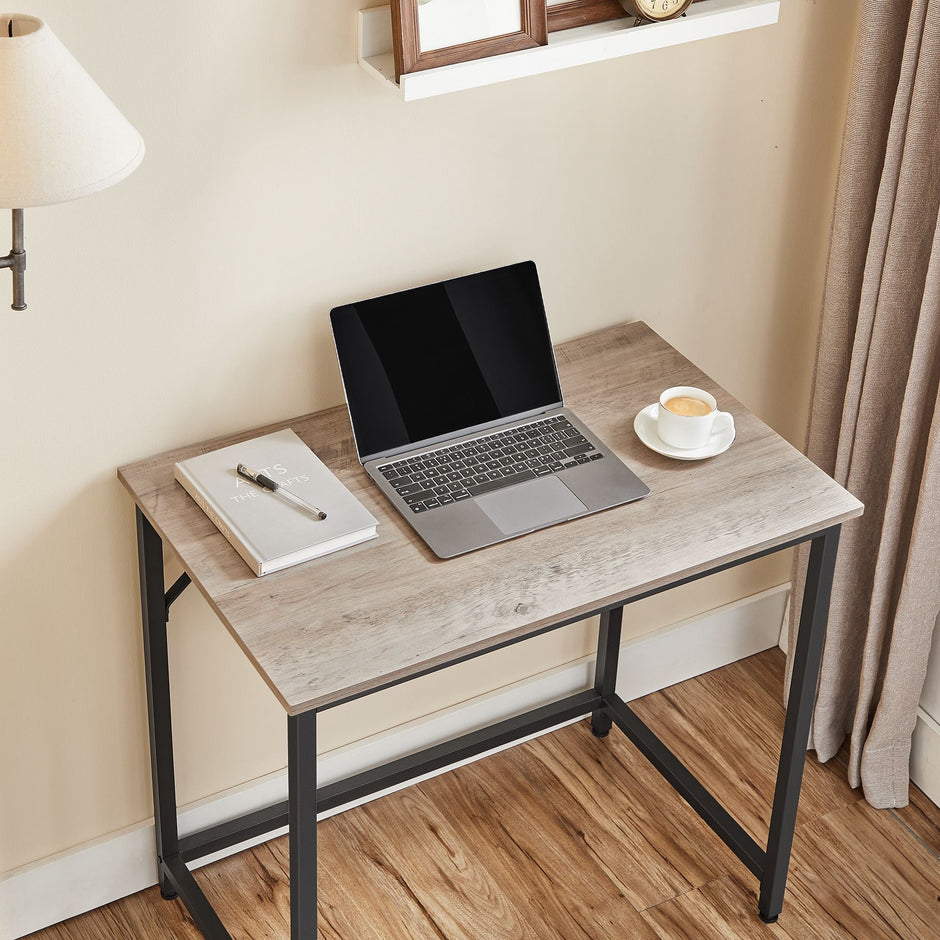 Small Office Desk – Steel – Hazelnut Brown and Black – Industrial Design with Simple Assembly