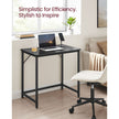 Computer Desk – Steel – Hazelnut Brown and Black – Industrial Design, Easy Assembly