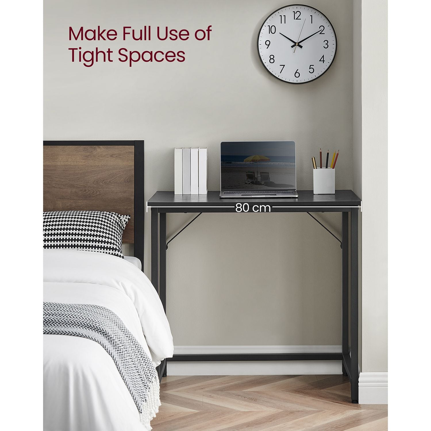 Computer Desk – Steel – Hazelnut Brown and Black – Industrial Design, Easy Assembly