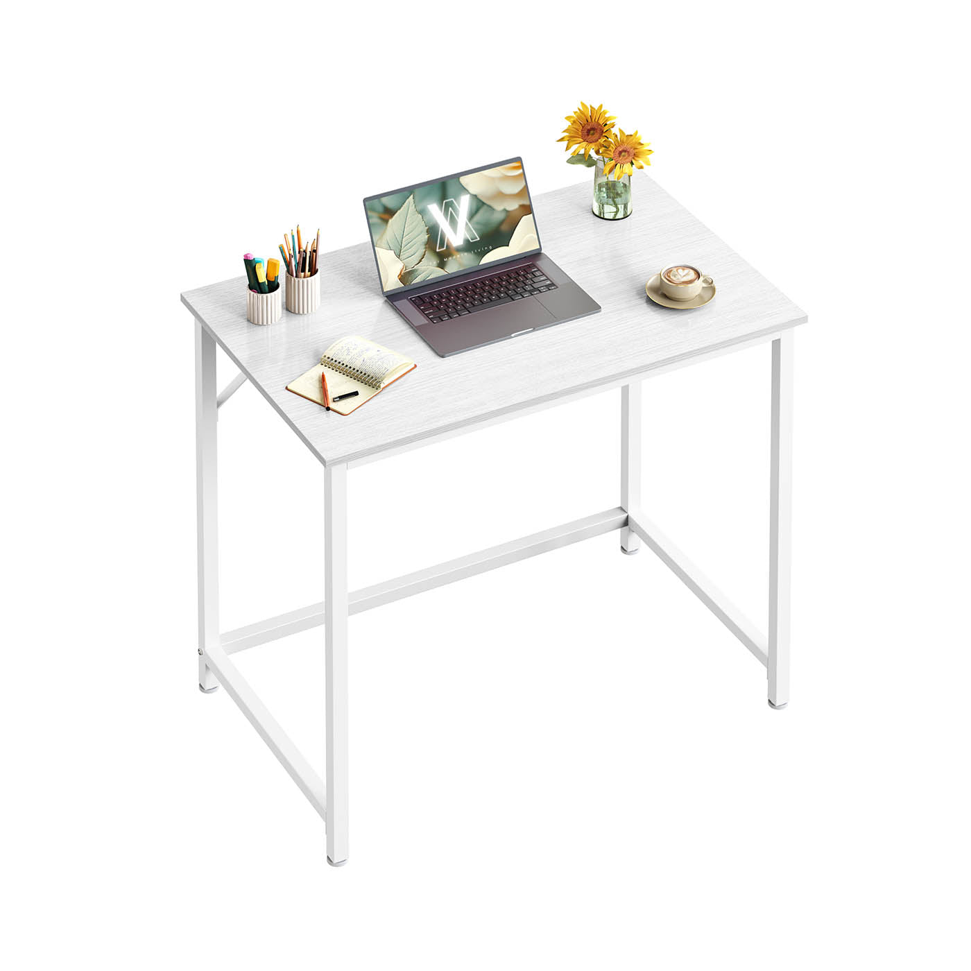Computer Desk – Steel – Hazelnut Brown and Black – Industrial Design with Simple Assembly