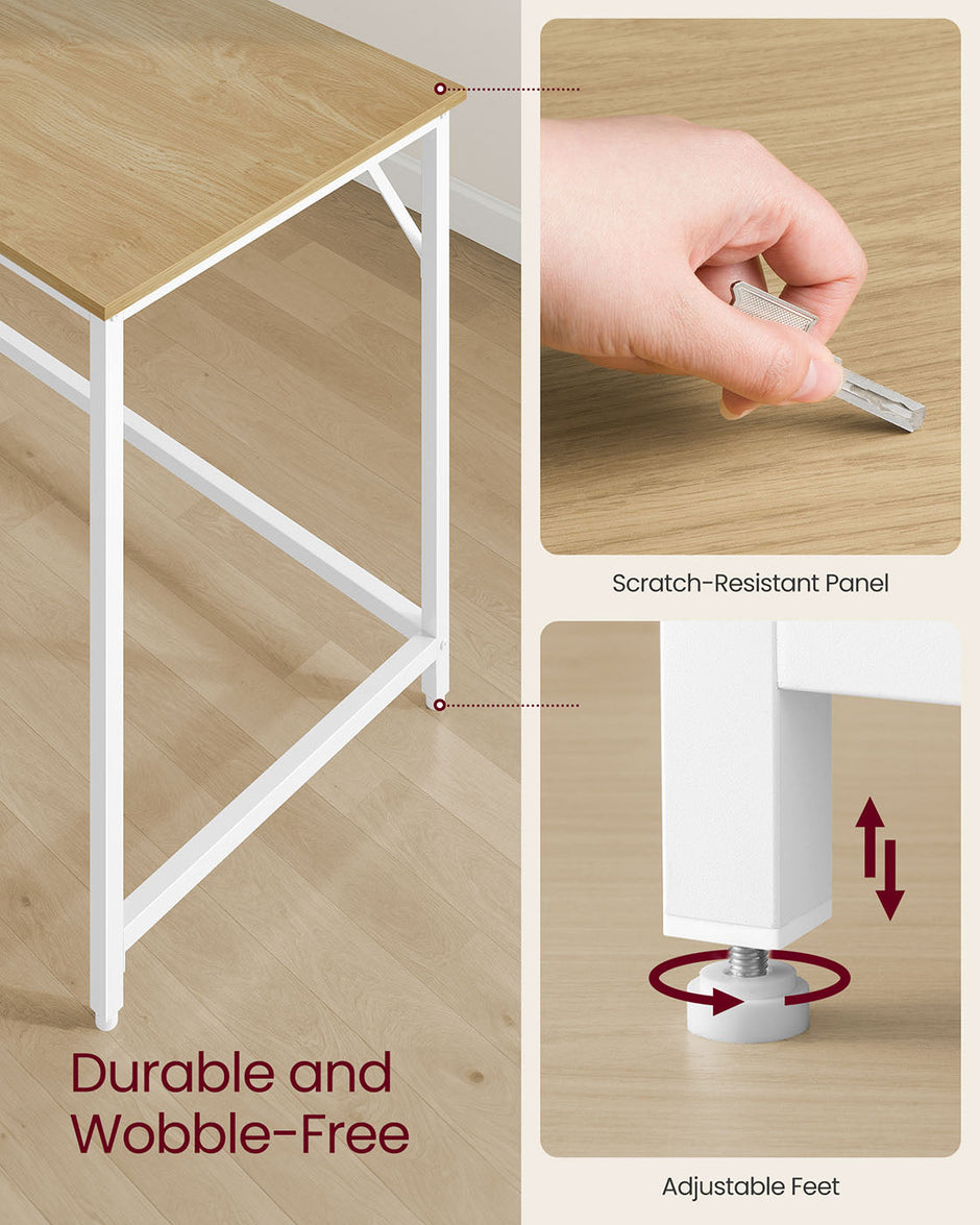 Computer Desk – Natural Oak and Pearl White – 80 cm Wide – Simple Assembly, Industrial Design