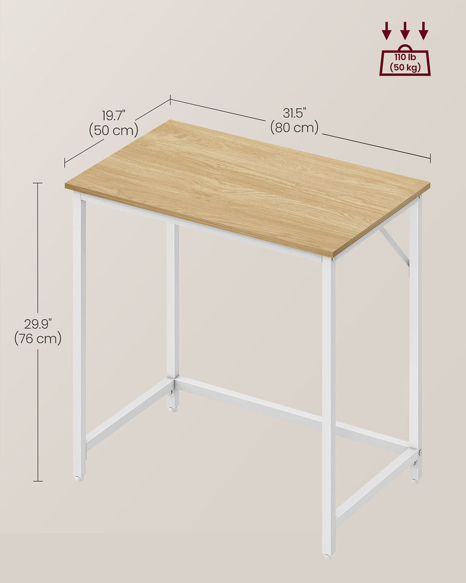 Computer Desk – Natural Oak and Pearl White – 80 cm Wide – Simple Assembly, Industrial Design