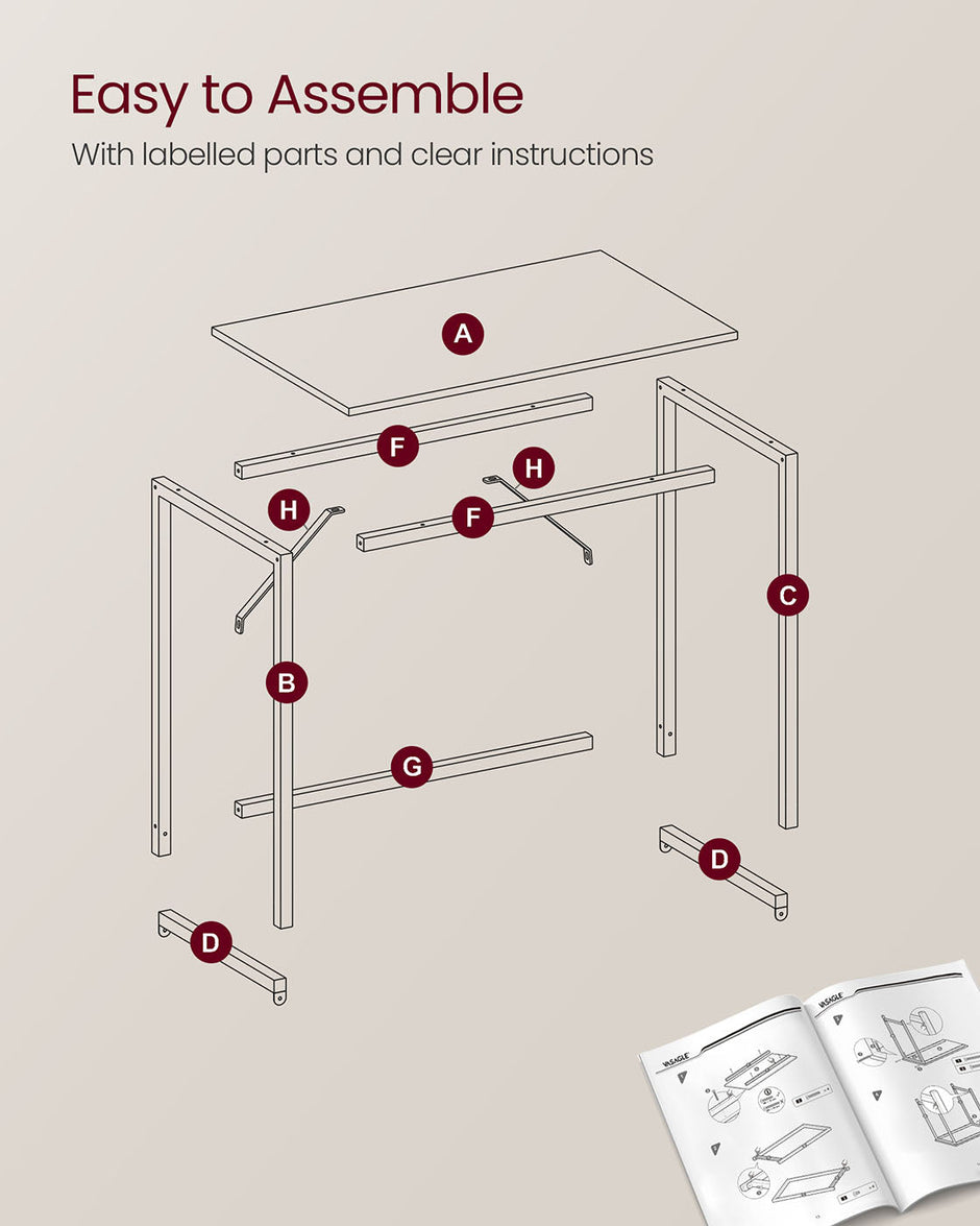 Computer Desk – Natural Oak and Pearl White – 80 cm Wide – Simple Assembly, Industrial Design