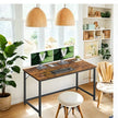 Writing Desk – Metal – Rustic Brown and Black – Industrial Design, Simple Assembly