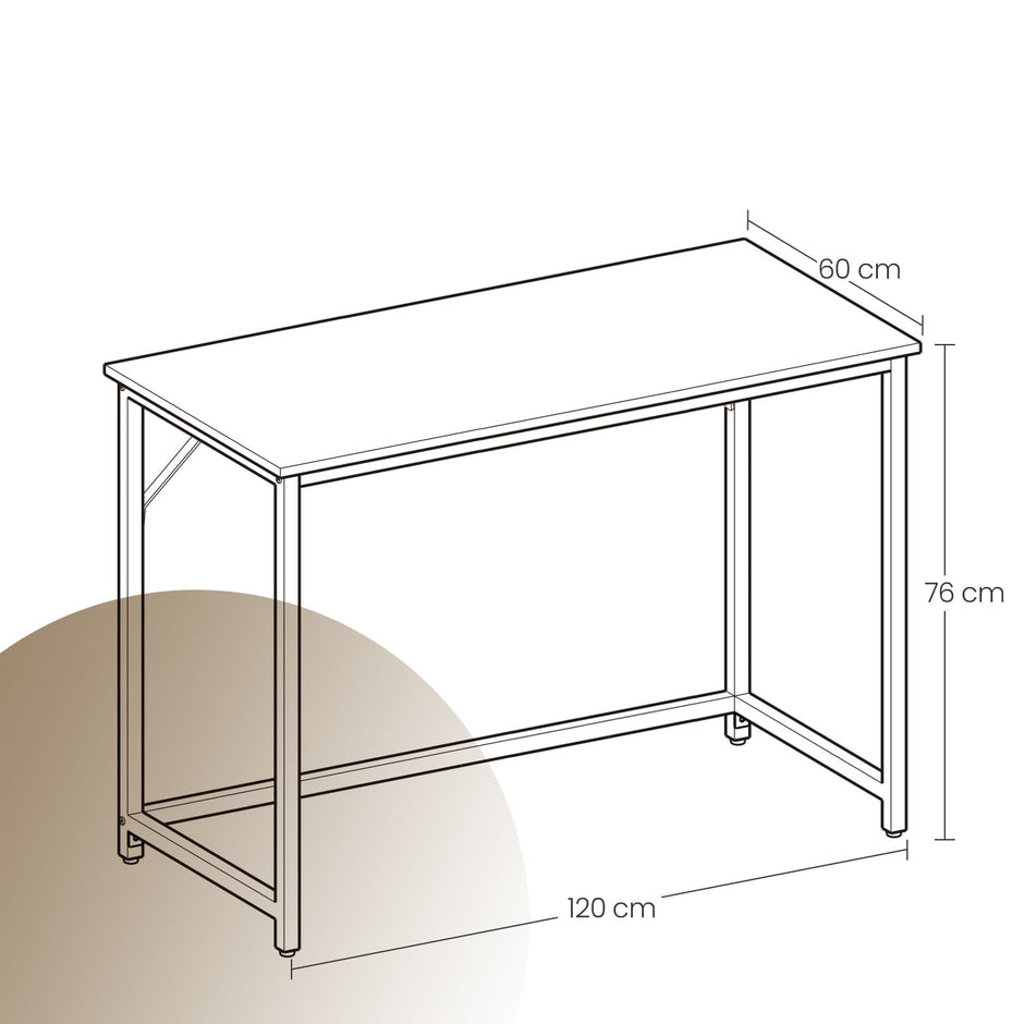 Writing Desk – Metal – Rustic Brown and Black – Industrial Design, Simple Assembly