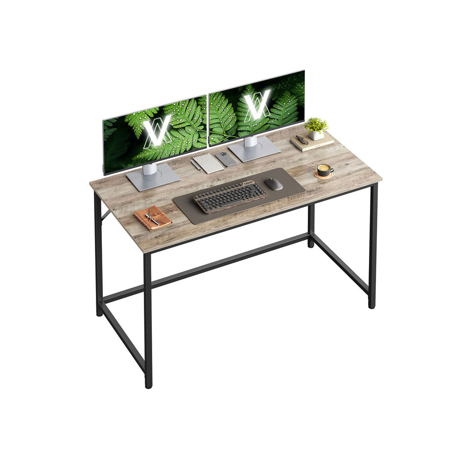 Small Office Desk – Metal – Rustic Brown – Industrial Design, Simple Assembly