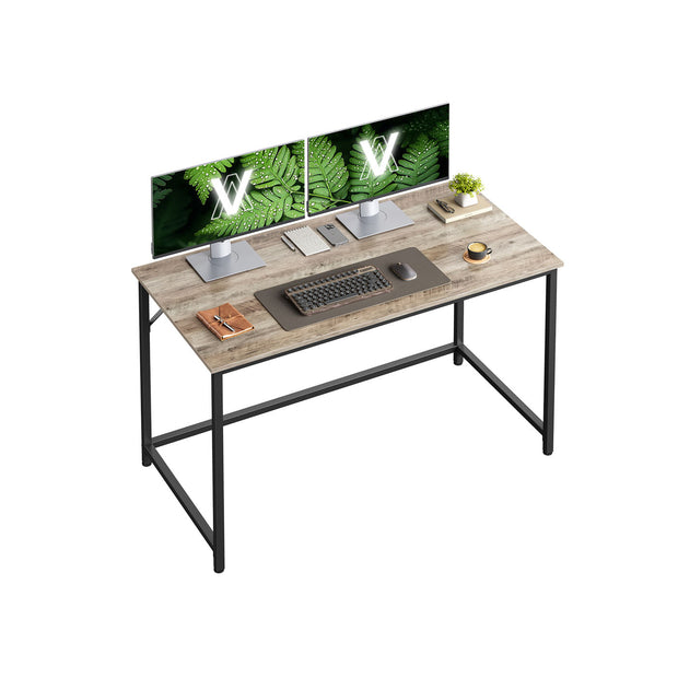 Small Office Desk – Metal – Rustic Brown – Industrial Design, Simple Assembly