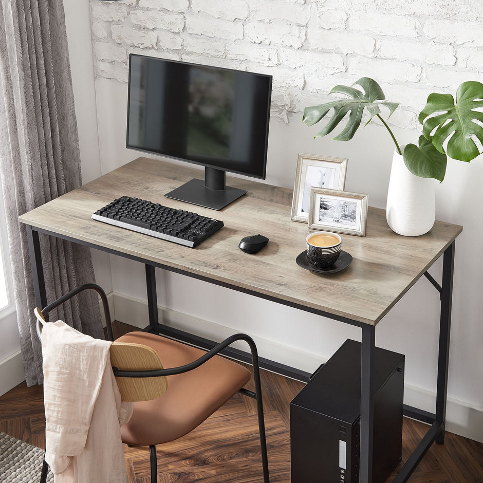 Computer Desk – Metal – Rustic Brown – Industrial Design, Easy Assembly