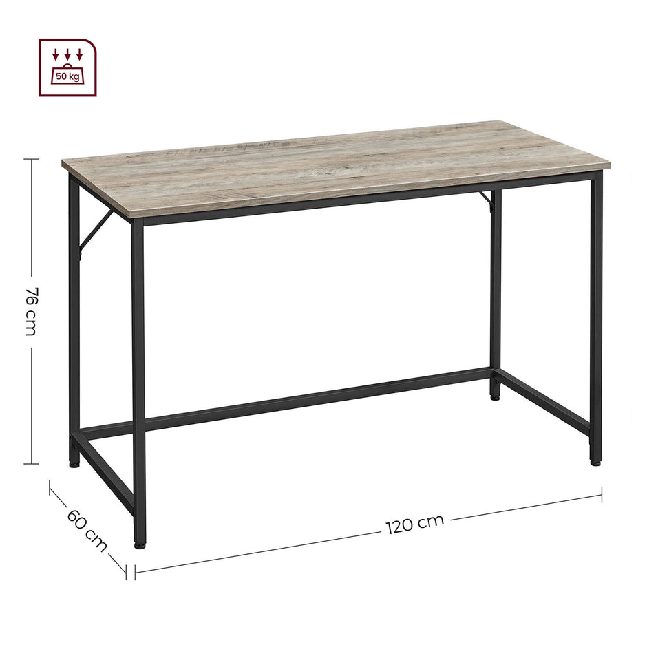 Small Office Desk – Metal – Rustic Brown – Industrial Design, Simple Assembly