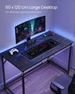 Computer Desk – Metal and Wood – Black with Wood Grain – Industrial Design