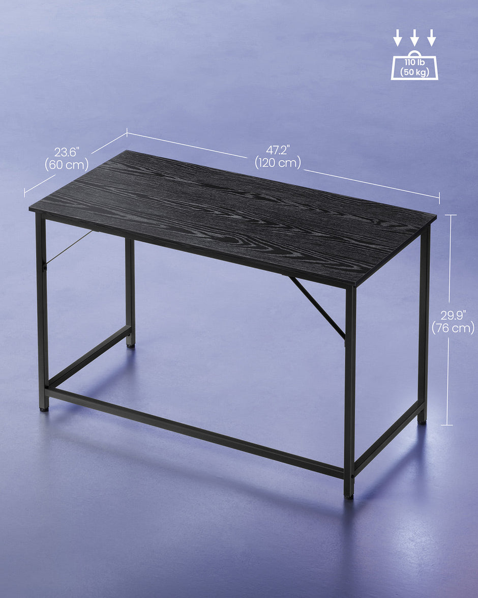 Computer Desk – Metal and Wood – Black with Wood Grain – Industrial Design
