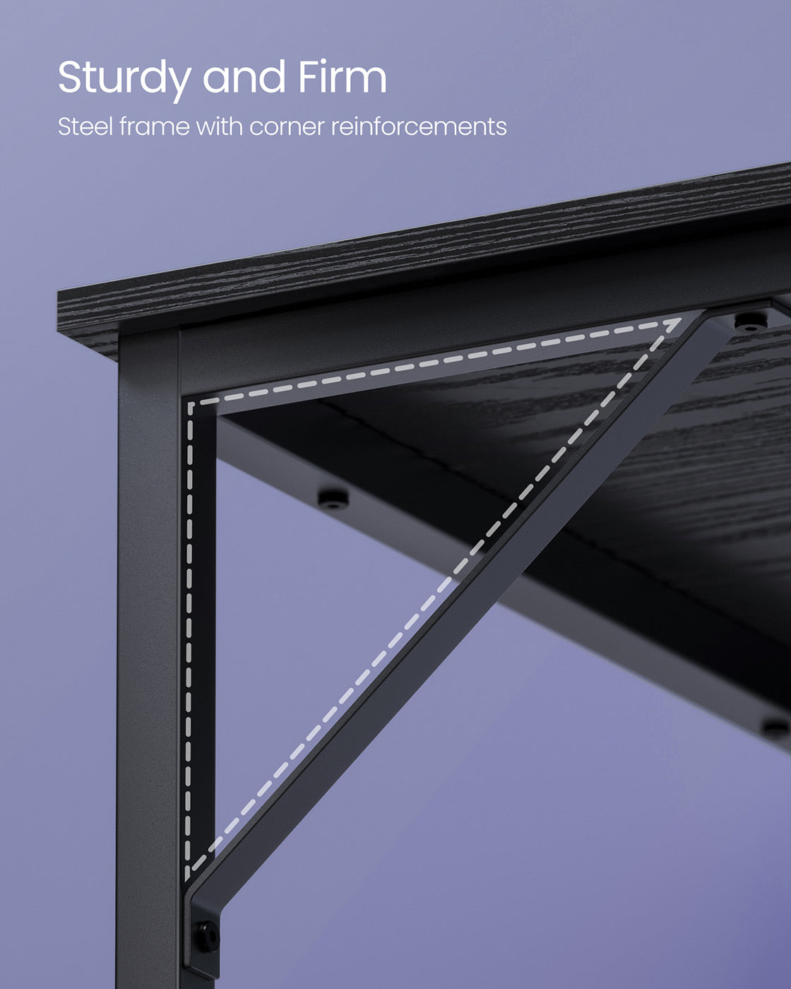 Computer Desk – Metal and Wood – Black with Wood Grain – Industrial Design
