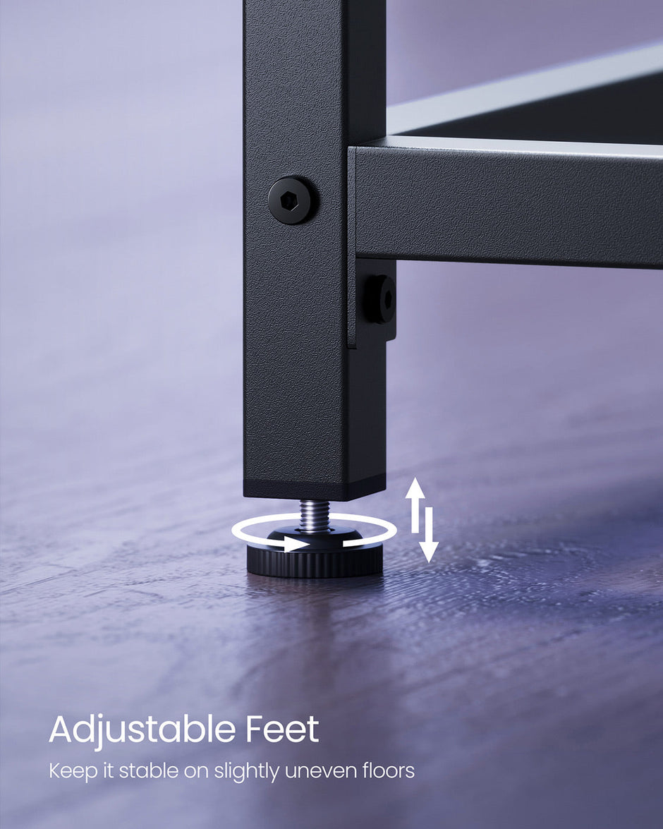 Computer Desk – Metal and Wood – Black with Wood Grain – Industrial Design