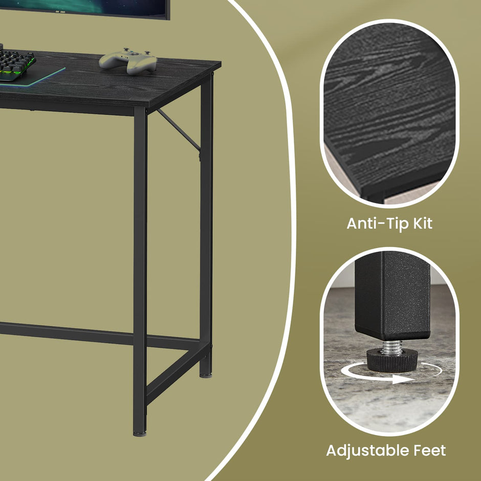 Computer Desk – Metal – Rustic Brown – Industrial Design, Easy Assembly