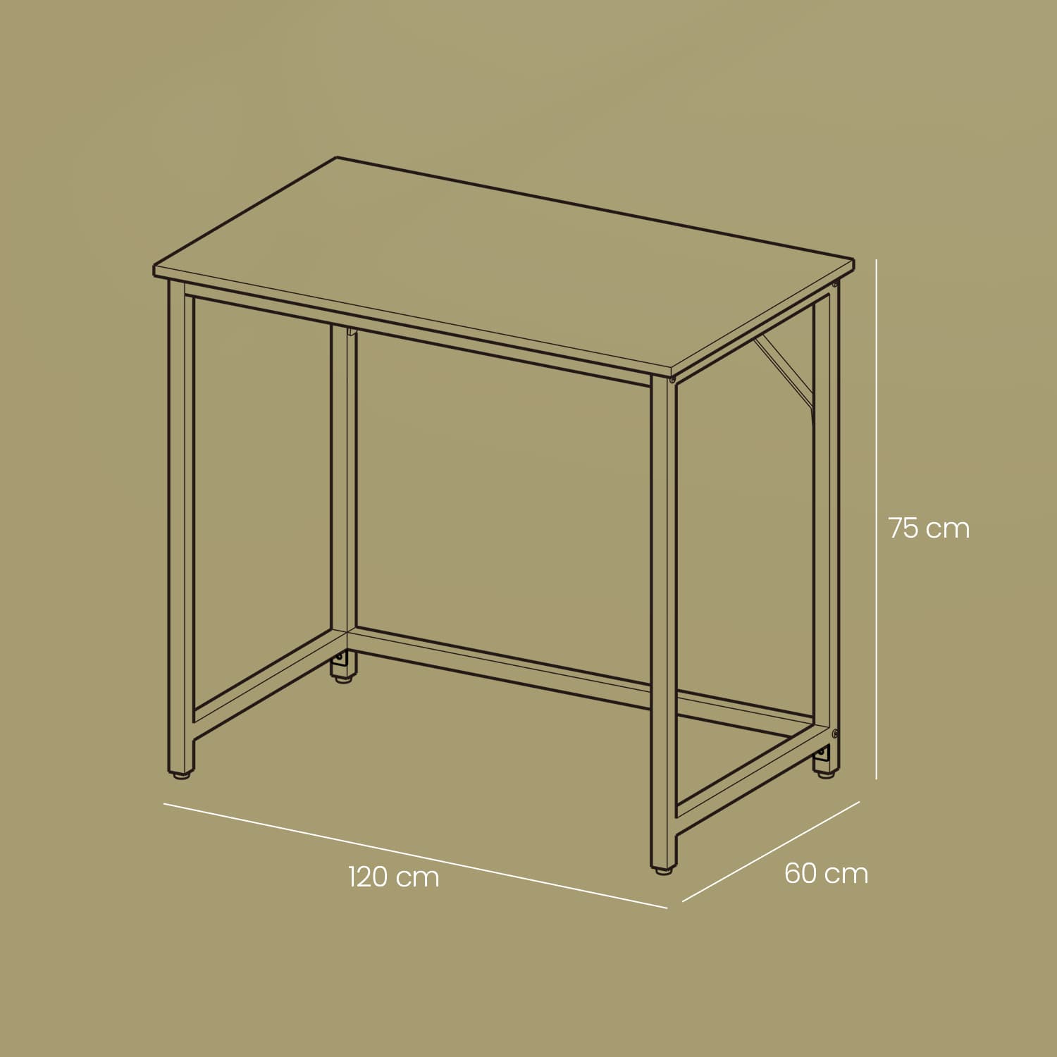 Computer Desk – Metal – Rustic Brown – Industrial Design, Easy Assembly