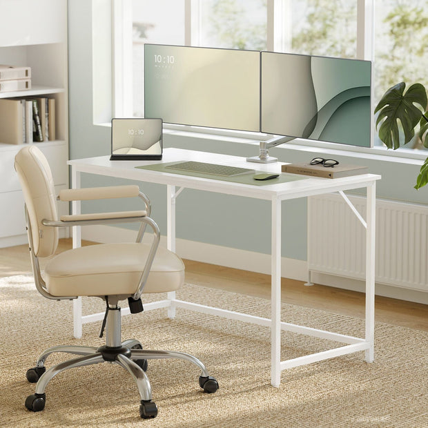 Small Office Desk – Wood – Maple White and Cloud White – Industrial Design, Simple Assembly