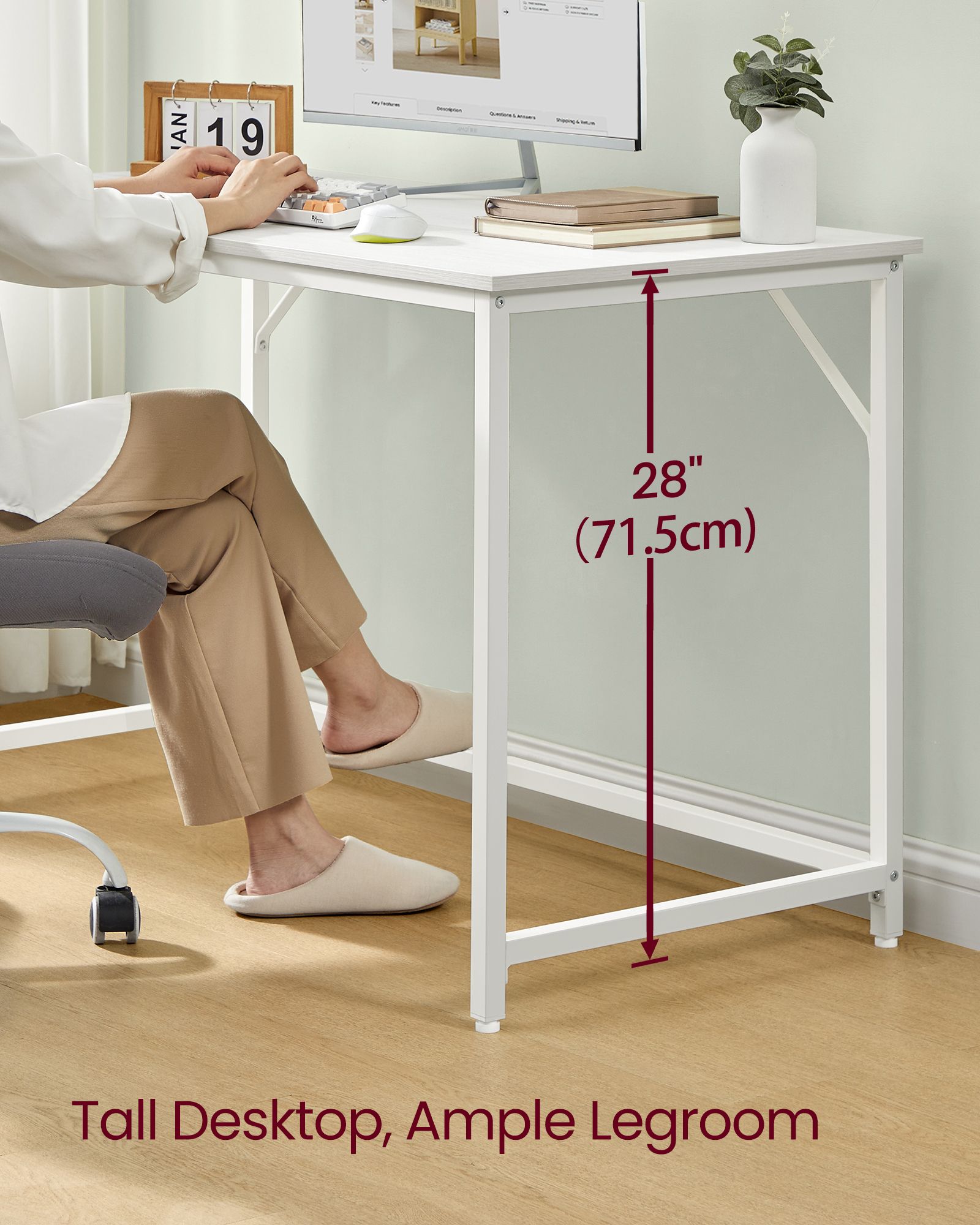 Small Office Desk – Wood – Maple White and Cloud White – Industrial Design, Simple Assembly
