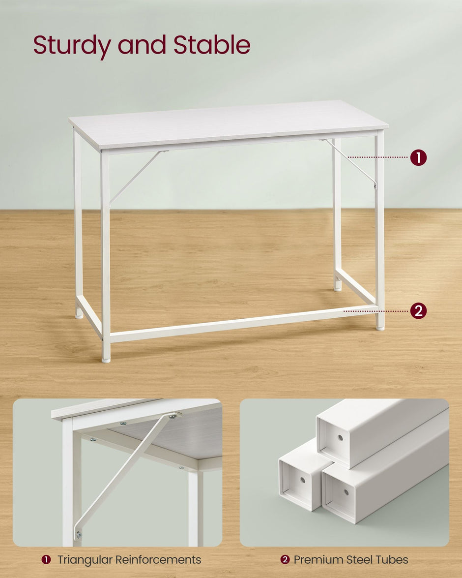 Small Office Desk – Wood – Maple White and Cloud White – Industrial Design, Simple Assembly