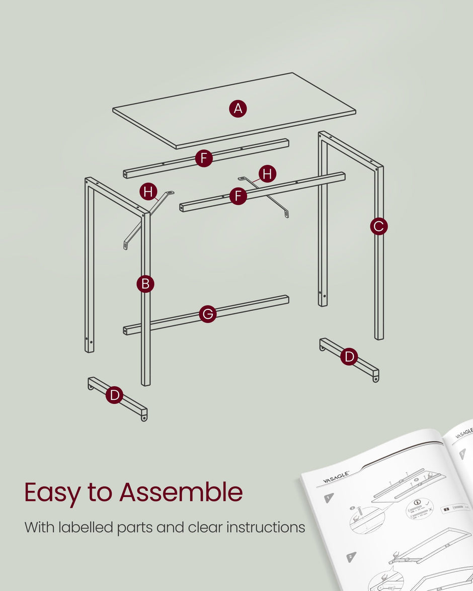 Small Office Desk – Wood – Maple White and Cloud White – Industrial Design, Simple Assembly