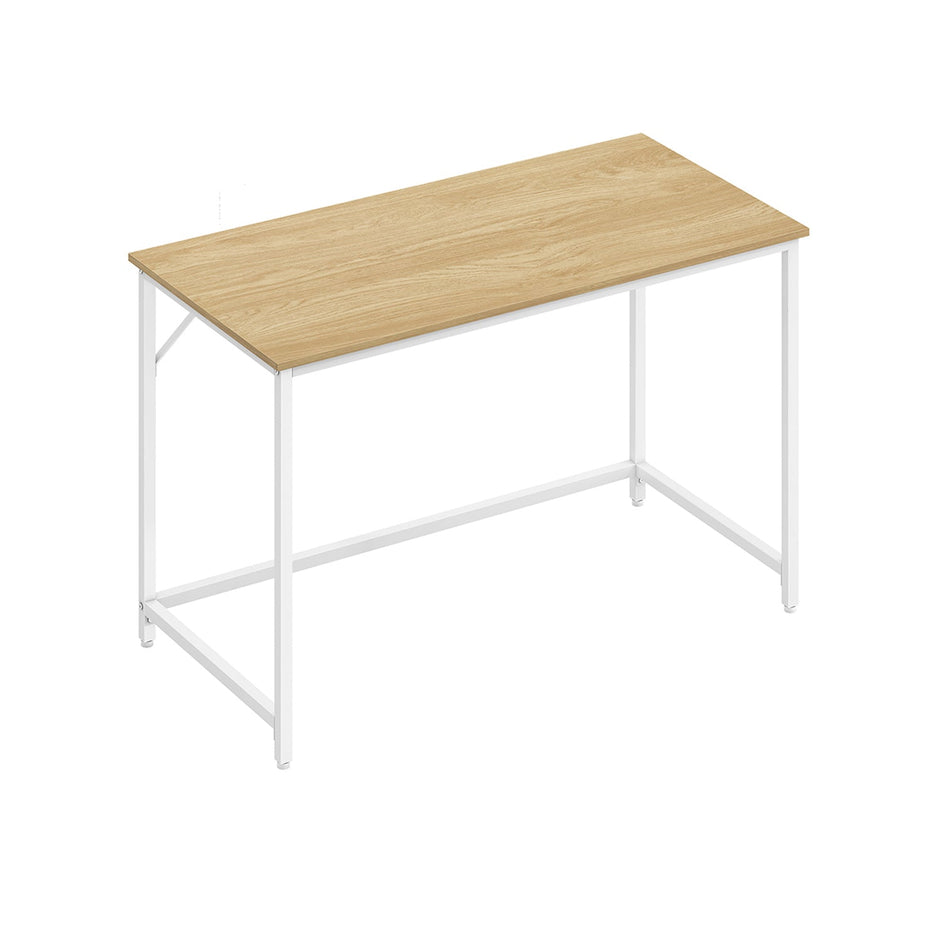 Small Office Desk – Metal and Wood – Natural Oak and Pearl White – Industrial Design