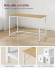 Small Office Desk – Metal and Wood – Natural Oak and Pearl White – Industrial Design