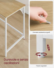 Small Office Desk – Metal and Wood – Natural Oak and Pearl White – Industrial Design