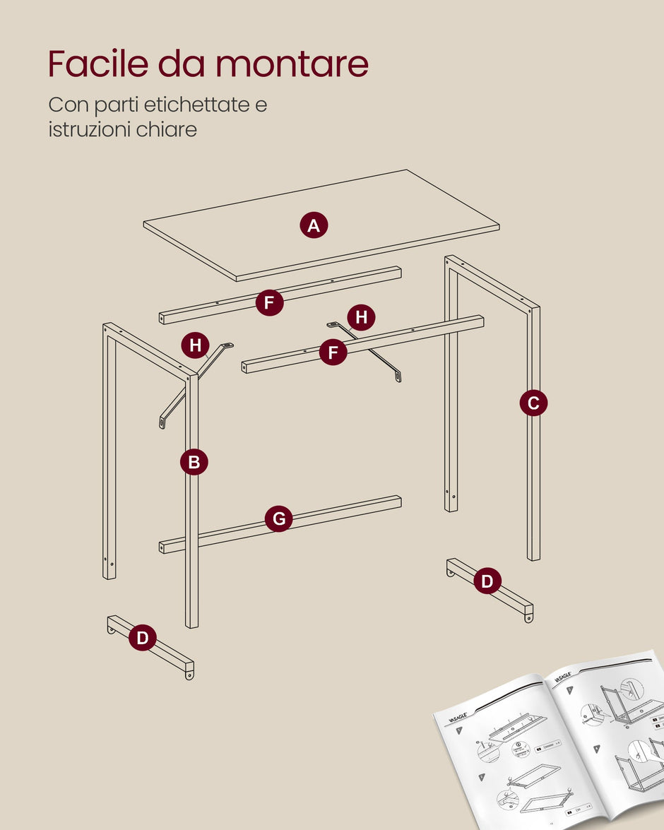 Small Office Desk – Metal and Wood – Natural Oak and Pearl White – Industrial Design