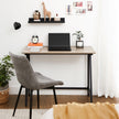 Computer Desk – Steel Frame – Greige and Black – Rustic Top, Easy Assembly