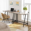 Computer Desk – Steel Frame – Greige and Black – Rustic Top, Easy Assembly