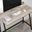 Computer Desk – Steel Frame – Greige and Black – Rustic Top, Easy Assembly
