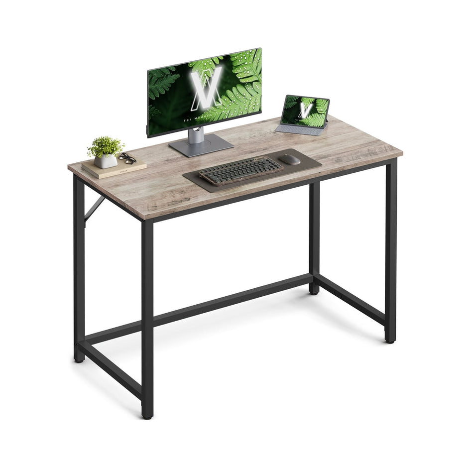 Computer Desk – Steel – Hazelnut Brown and Black – Industrial Design, Simple Assembly