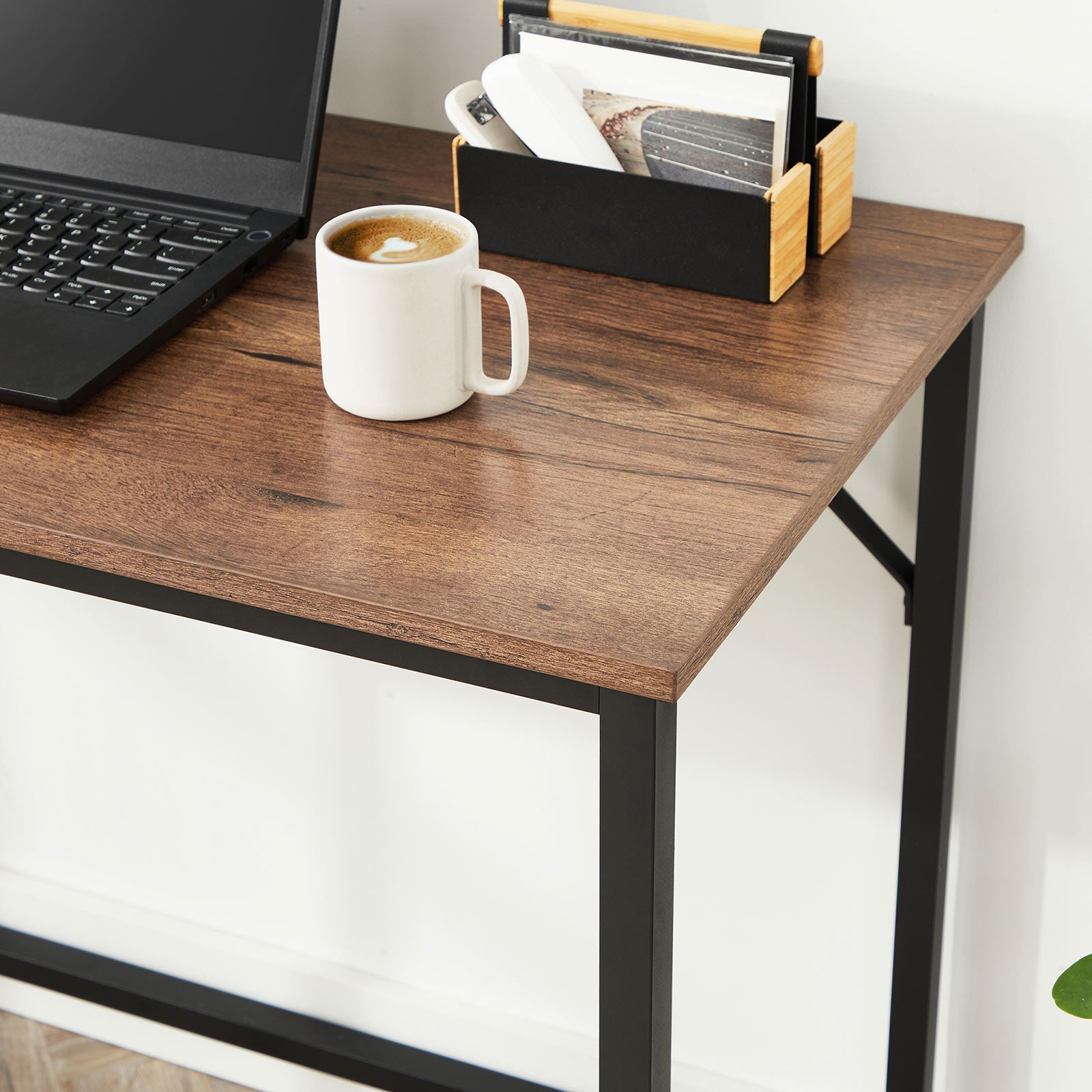 Computer Desk – Steel – Hazelnut Brown and Black – Industrial Design – 100 x 50 x 75 cm