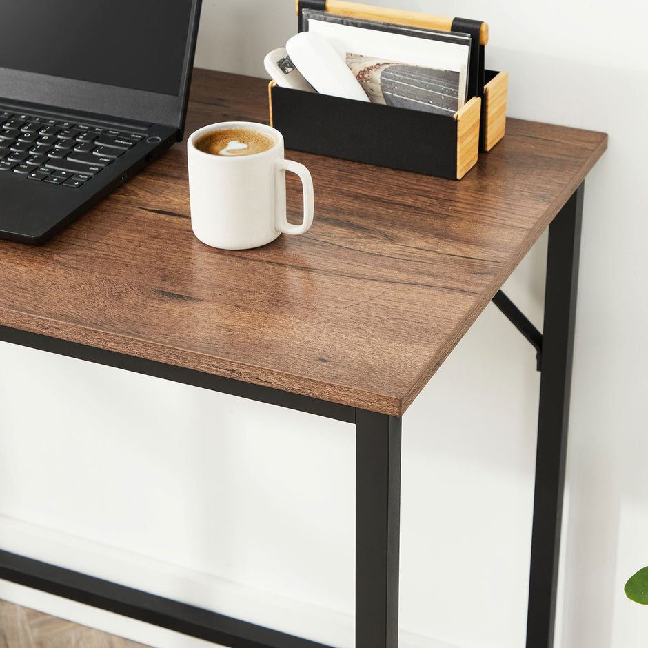 Computer Desk – Steel – Hazelnut Brown and Black – Industrial Design – 100 x 50 x 75 cm