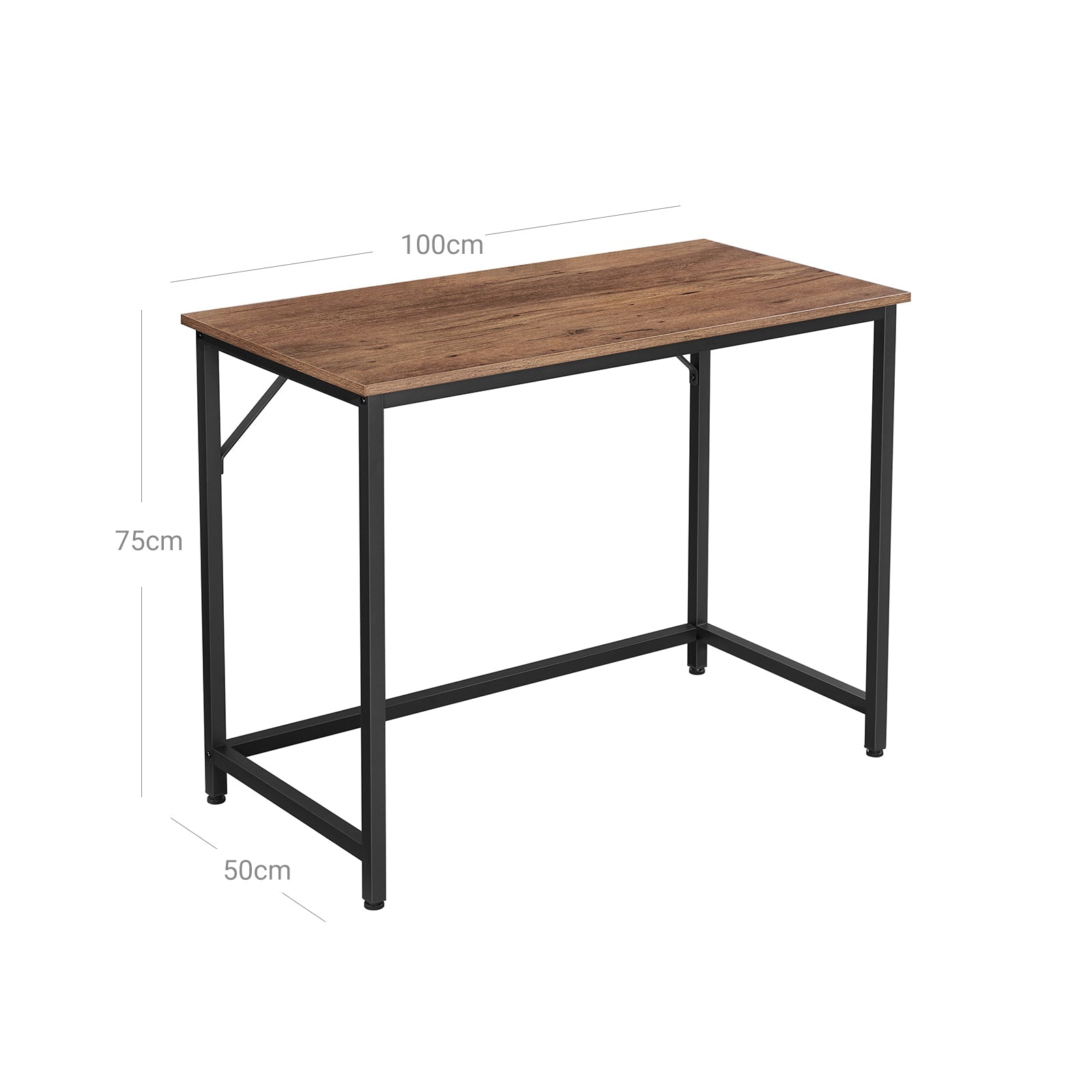 Computer Desk – Steel – Hazelnut Brown and Black – Industrial Design – 100 x 50 x 75 cm