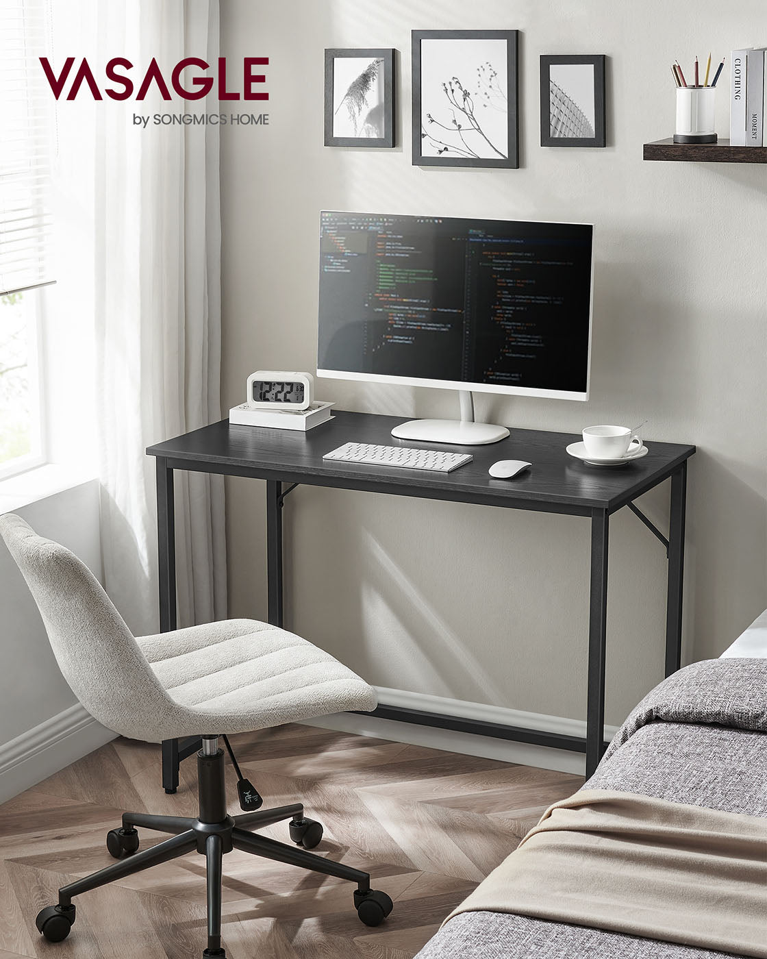 Computer Desk – Steel – Hazelnut Brown and Black – Industrial Design