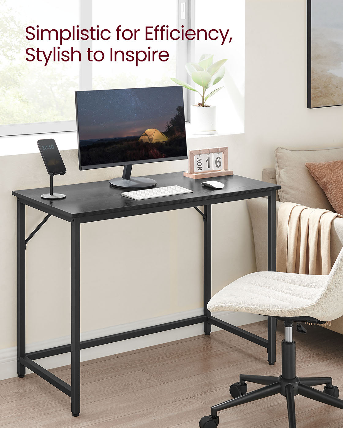 Computer Desk – Steel – Hazelnut Brown and Black – Industrial Design