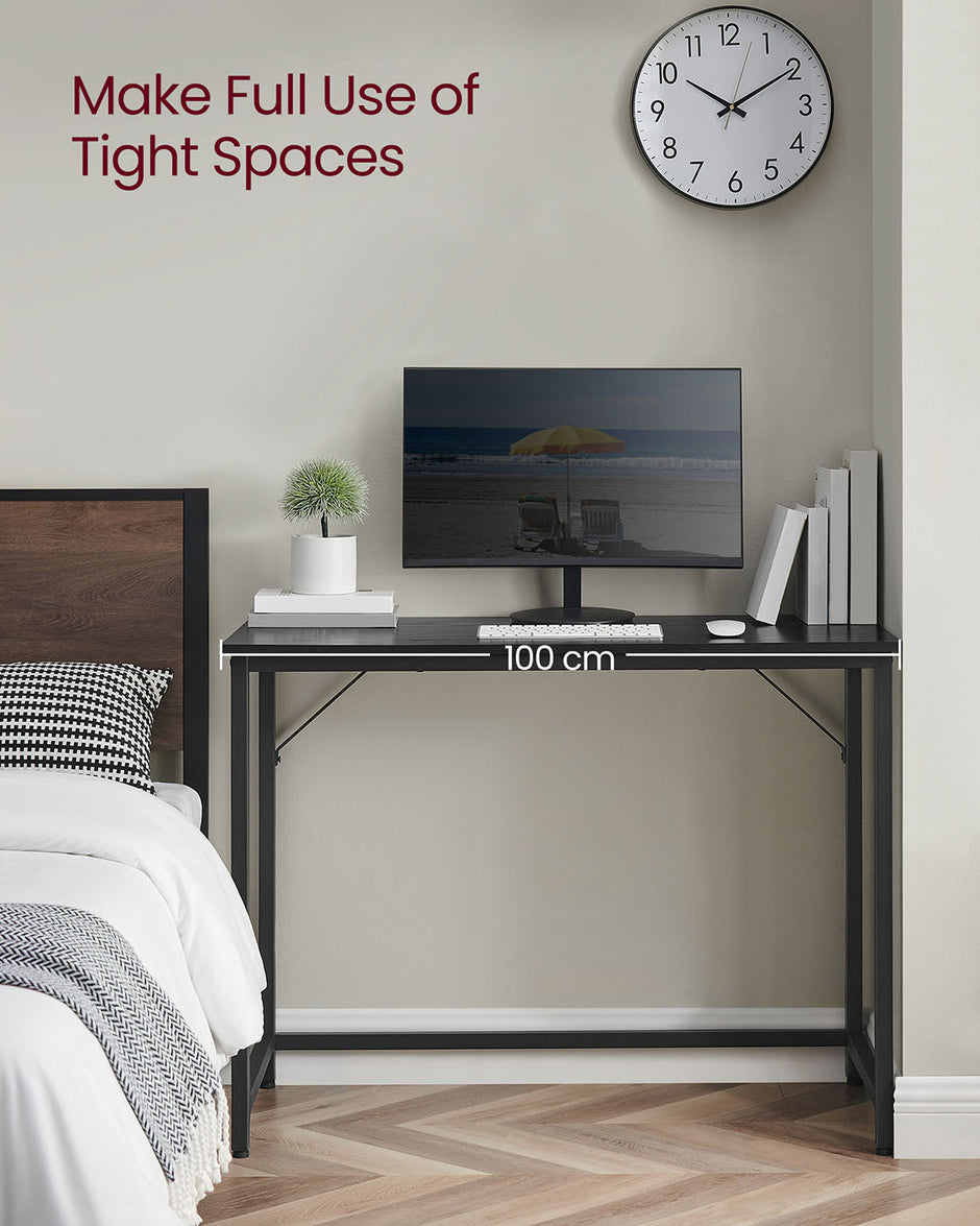 Computer Desk – Steel – Hazelnut Brown and Black – Industrial Design