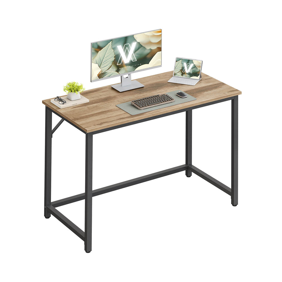 Computer Desk – Steel – Hazelnut Brown and Black – Industrial Design