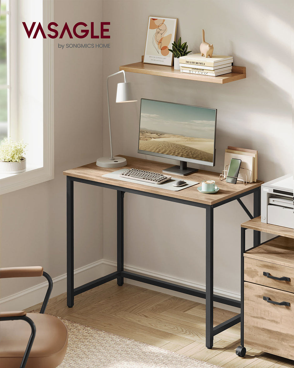 Computer Desk – Steel – Hazelnut Brown and Black – Industrial Design