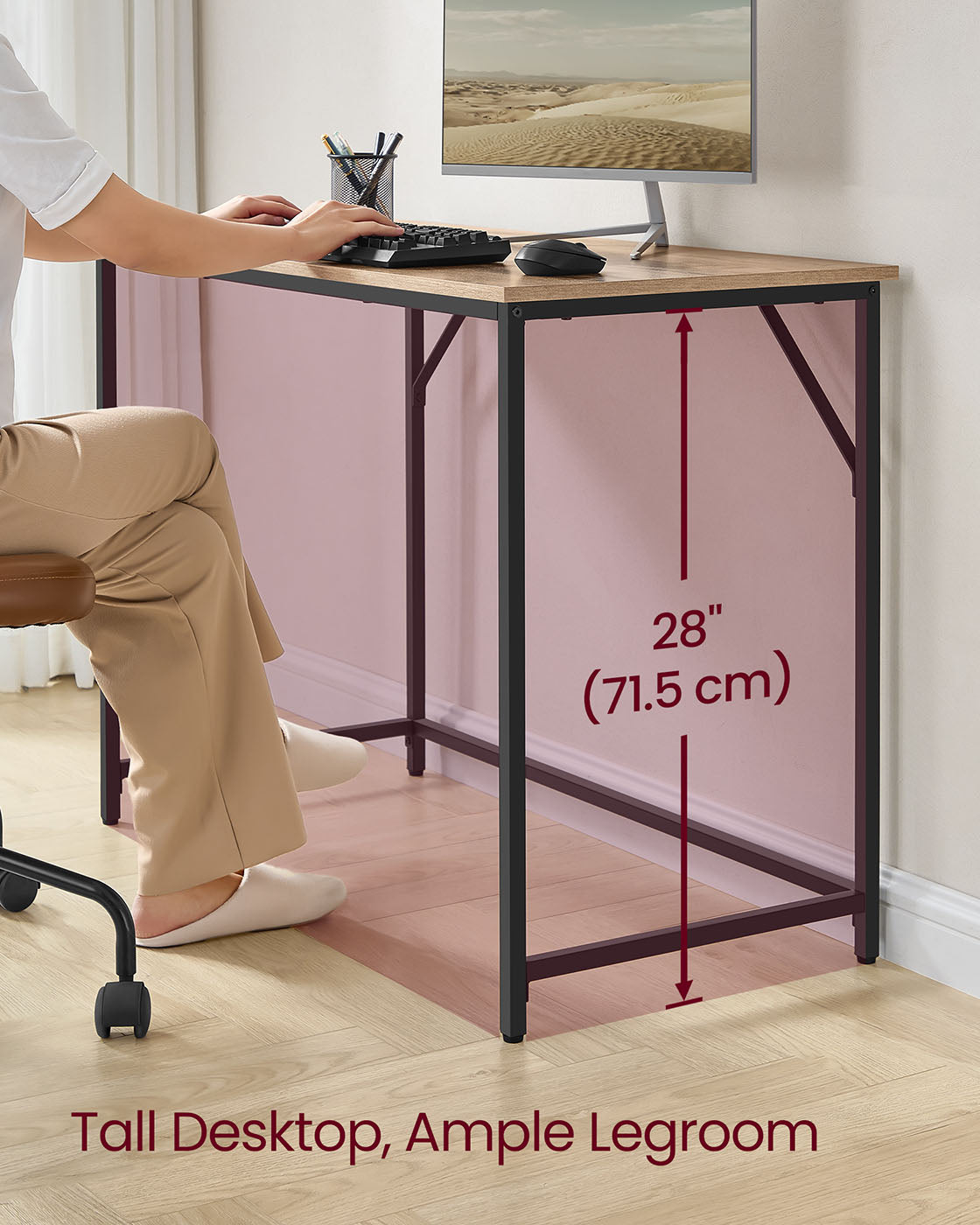 Computer Desk – Steel – Hazelnut Brown and Black – Industrial Design