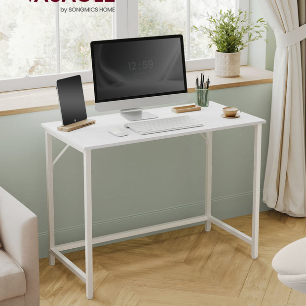 Small Office Desk – Steel – Hazelnut Brown and Black – Industrial Design with Simple Assembly